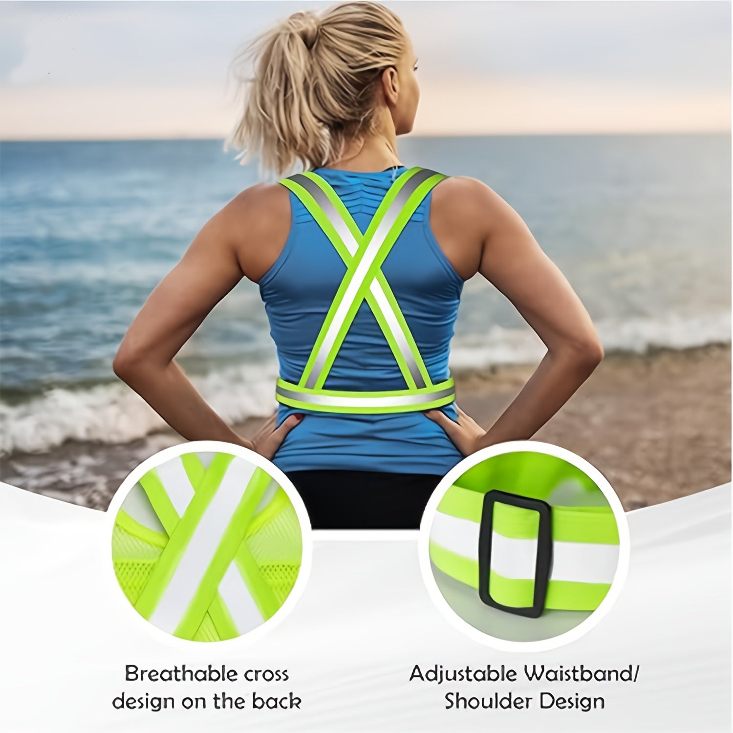Reflective Running Vest 2 Pack with Reflective Bracelets Phone Holder Adjustable Safety Gear for Men Women – High Visibility Vest for Running Dog Walking Cycling Night Safety