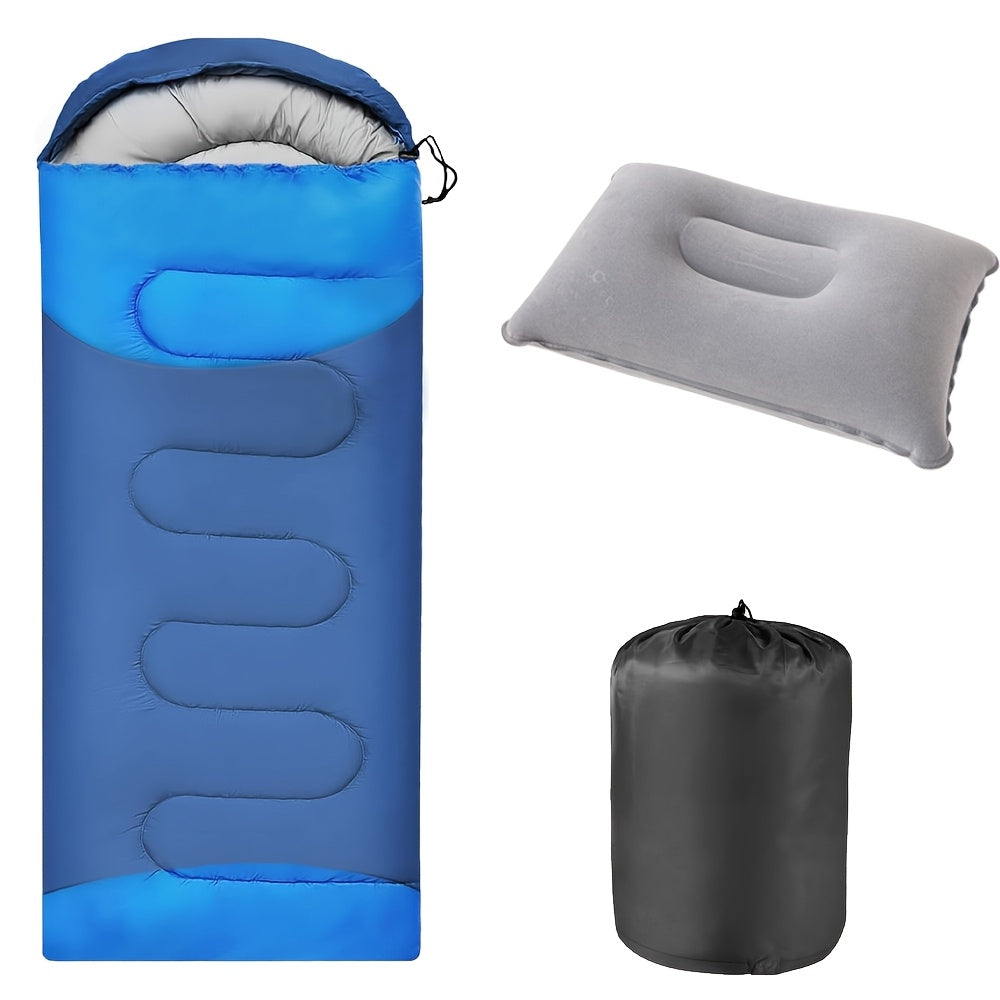 Camping Sleeping Bag with Pillow and Compression Sack Lightweight 3 Season Sleeping Bag Set for Adults Hiking Backpacking Outdoor Travel Emergency 5 Colors