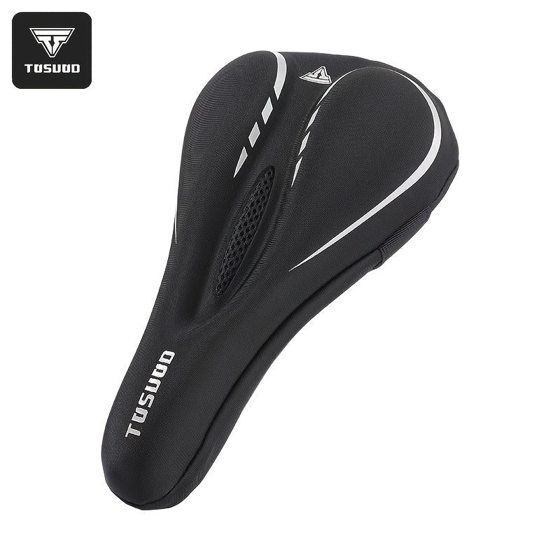 Padded Bike Seat Cover Sponge Cushion – Breathable Perforated Saddle Cover for Road & Mountain Bicycle, Easy Slip-On Comfort Cycling Accessory (Black, Red, Blue, Grey, Pink)