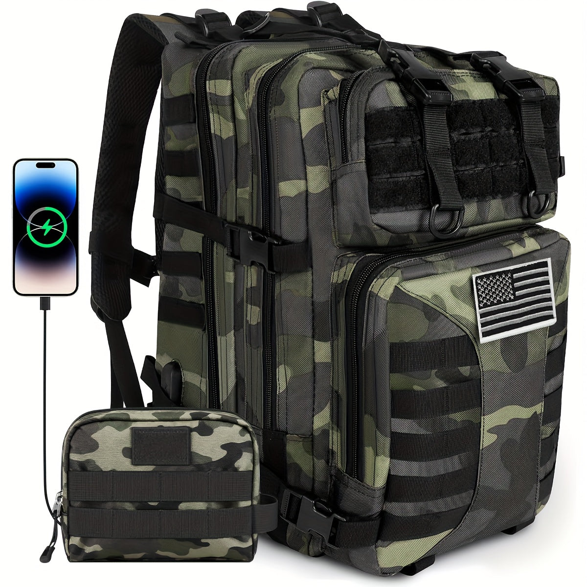 Tactical Backpack 50L (13.21 Gal) – High Capacity Unisex Military Bag for Camping, Hiking, Hunting, Fishing & Travel, Multiple Color Options with Optional Storage Bag