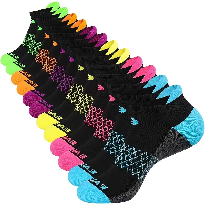 Women's Athletic Socks 18 Pairs Colorful Stripe Low Cut Non-Slip Breathable Running Basketball Gym Sports Socks Spring Summer All Season