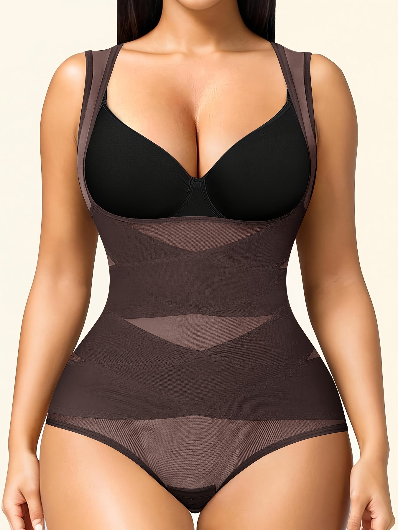 Women's Shapewear Bodysuit with Tummy Control – High-Waist Butt Lifter, U-Shape Push Up, Wide Straps, Breathable Nylon Body Shaper, 5 Colors, Sizes S-XXL