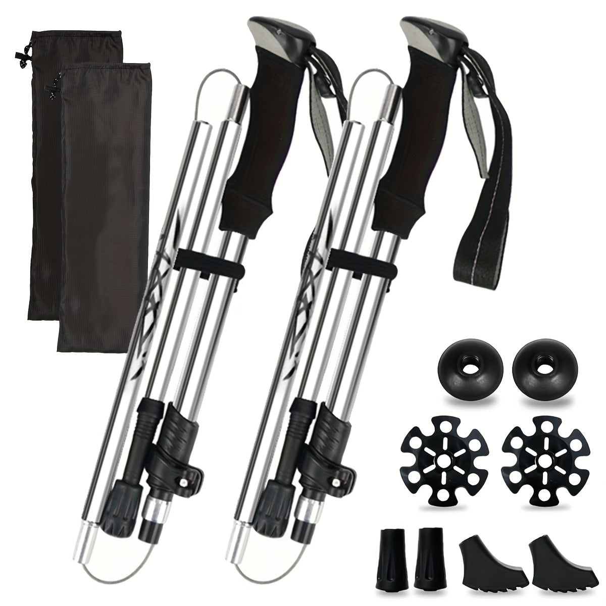 Foldable Trekking Poles 2 Pack with Carrying Case – Lightweight Aluminum Alloy Hiking Sticks, Quick-Lock, Ergonomic Non-Slip Grips for Men & Women Camping Travel, 7 Colors