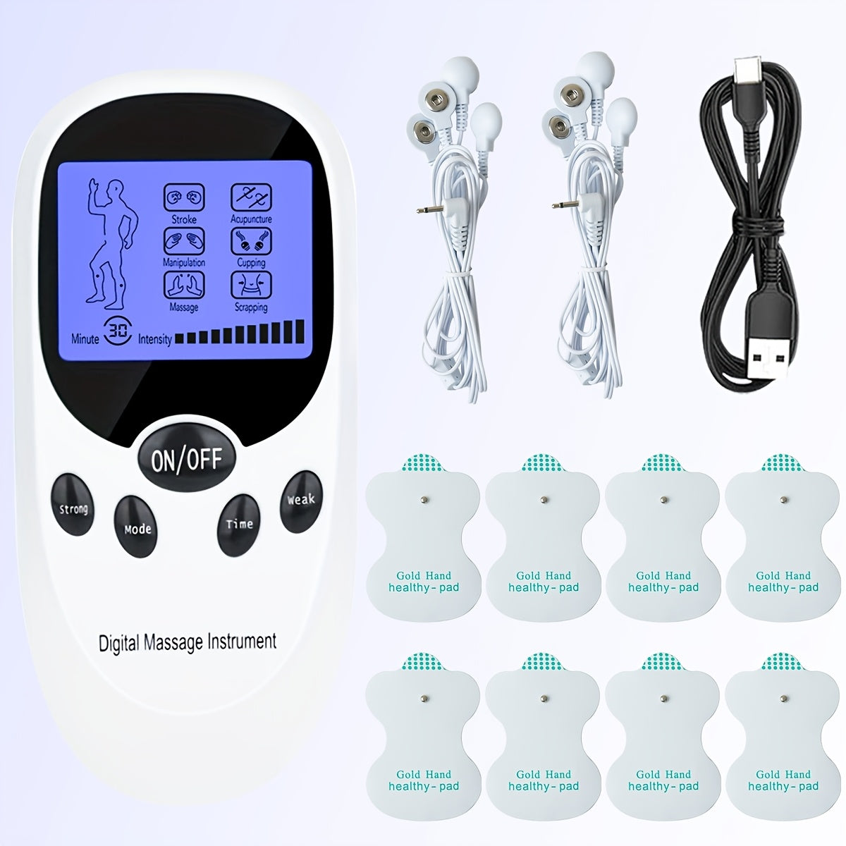 TENS EMS Dual Channel Muscle Relief Pulse Massager - 8 Electrodes, 6 Modes, Pain Relief for Shoulders, Back & Knees, Portable Electric Muscle Stimulator for Recovery & Relaxation