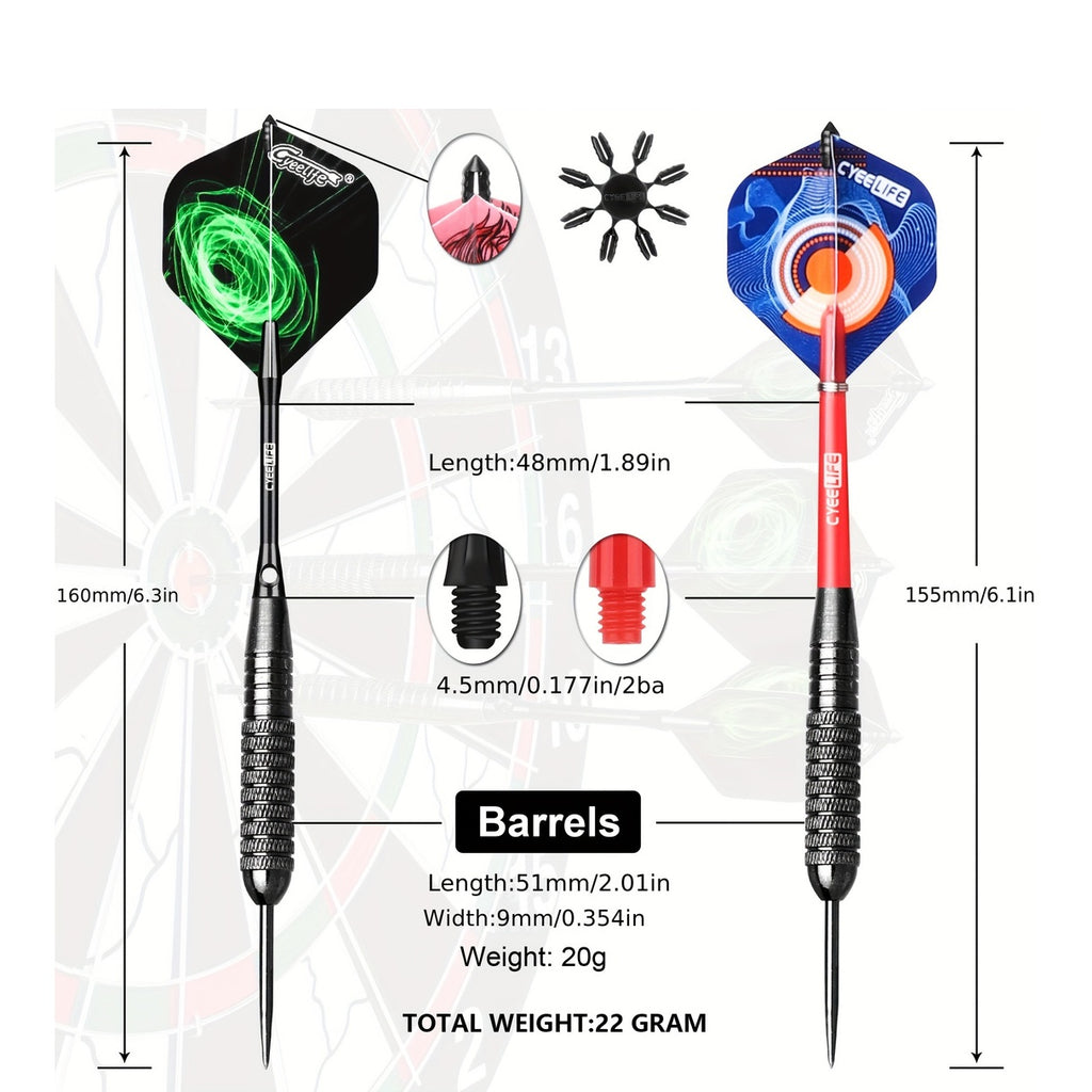 Steel Tip Darts Set Professional 0.78oz with Carrying Case Aluminum & PVC Shafts Extra Flights Plastic Protectors Complete Dart Accessory Kit for Beginners & Pros
