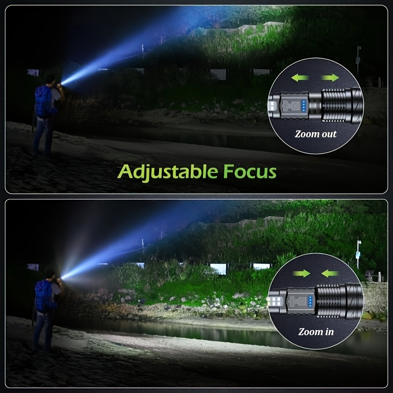 LED Flashlight 2-Pack Rechargeable USB High Brightness - 6 Lighting Modes COB Side Light Zoomable Handheld Torch for Camping Emergencies Outdoor Adventures