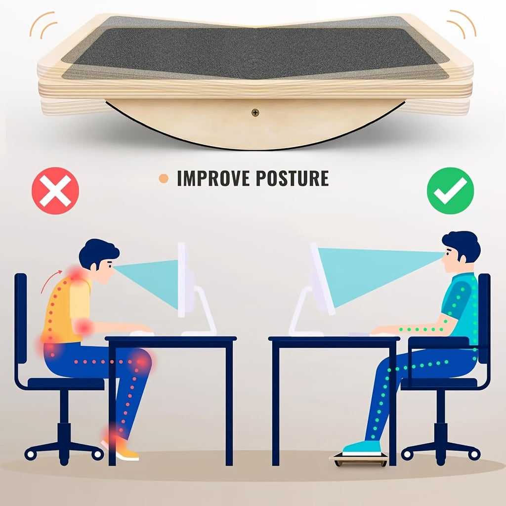 Balance Board Wobble Board for Adults Anti-Slip 350LBS Wooden Rocker Board for Physical Therapy Standing Desk Core Strength Balance Training Injury Recovery