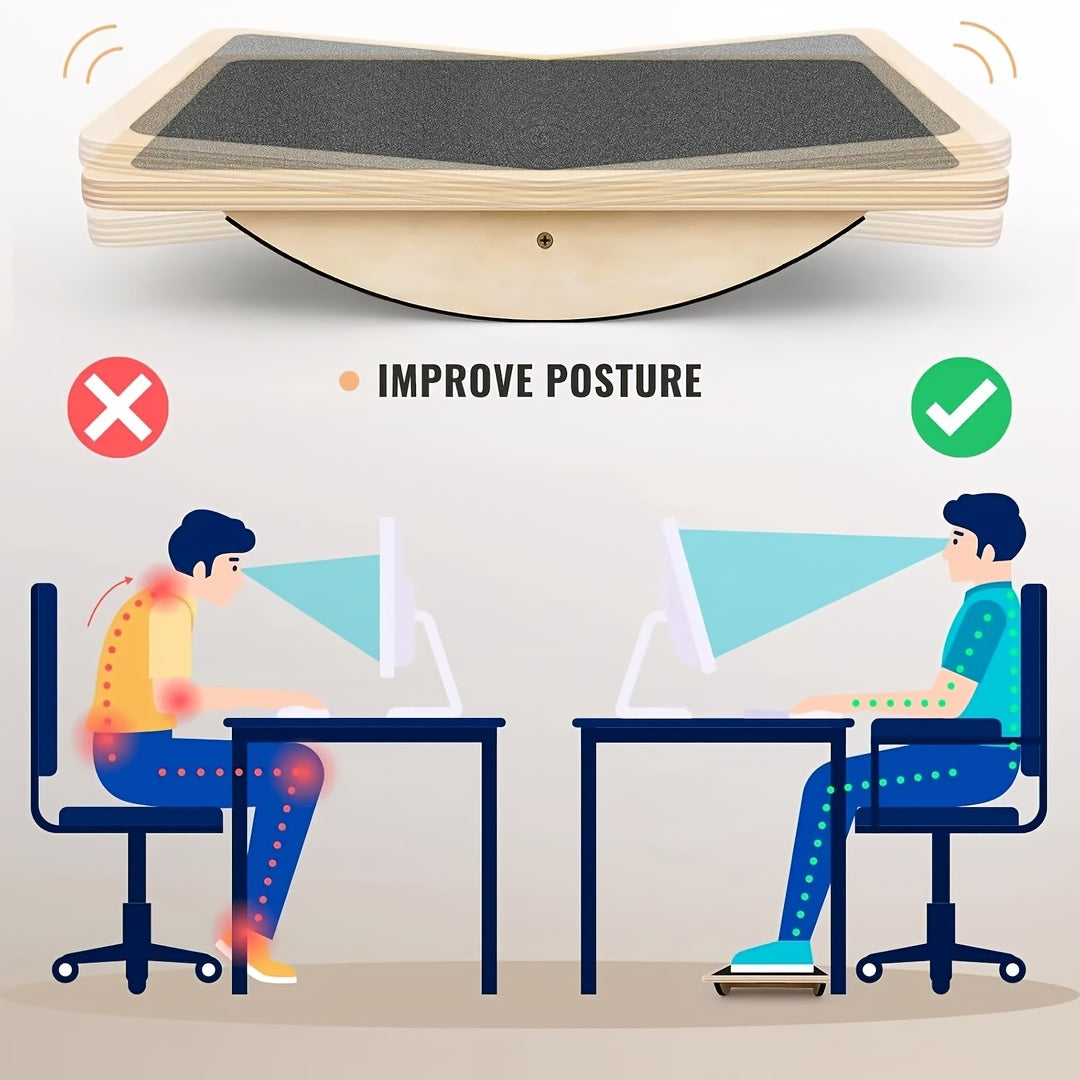 Balance Board Wobble Board Anti-Slip 350LBS Wooden Rocker Board for Core Strength Physical Therapy Standing Desk Adults Beginners
