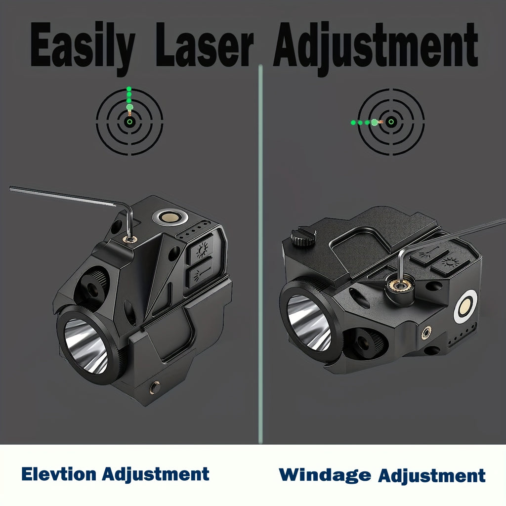 Tactical Green Laser Sight with LED Flashlight Combo USB Rechargeable Ambidextrous for 20mm Picatinny Rail Air Pistol Handgun Shotgun Rifle