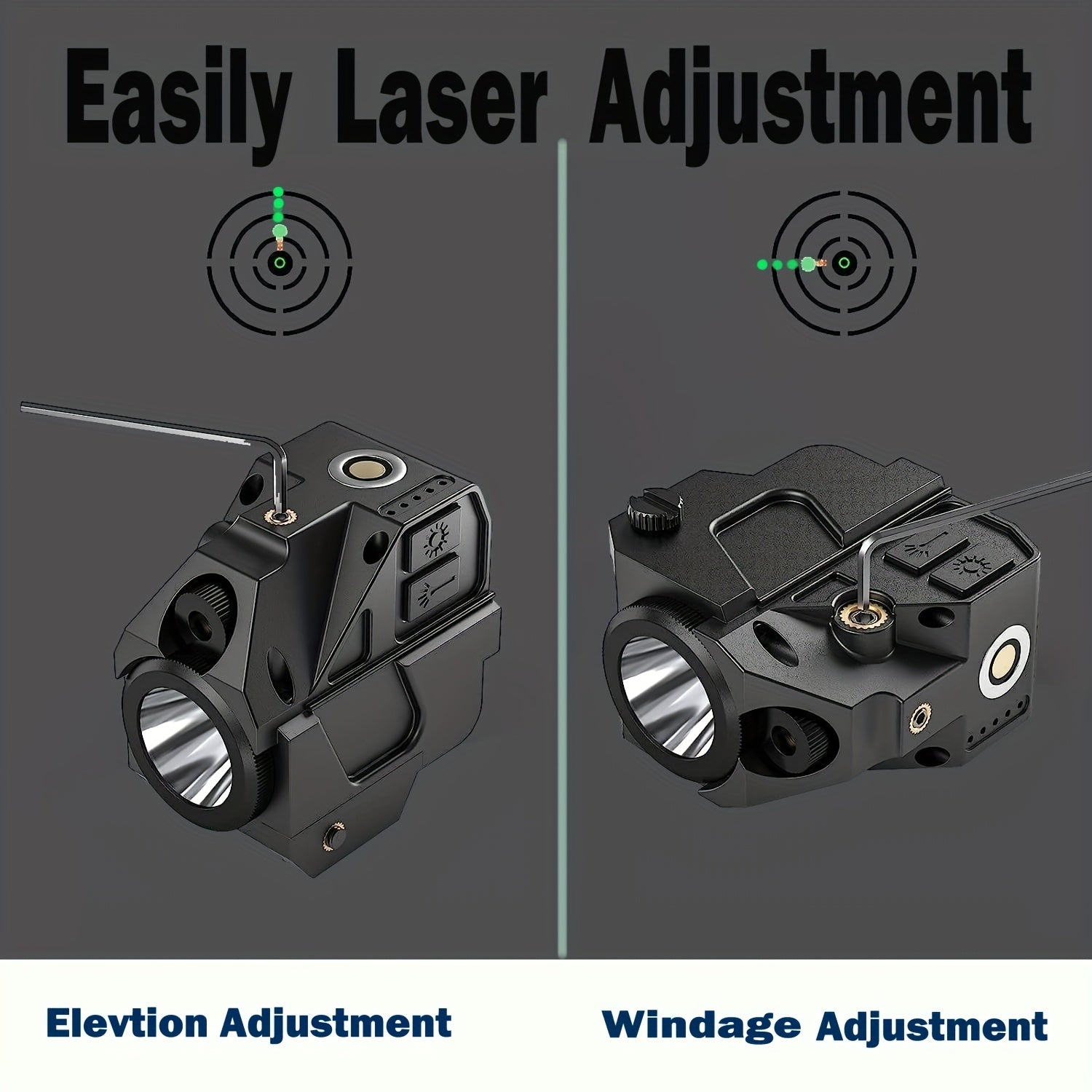 Tactical Green Laser Sight with LED Flashlight Combo USB Rechargeable Ambidextrous for 20mm Picatinny Rail Air Pistol Handgun Shotgun Rifle