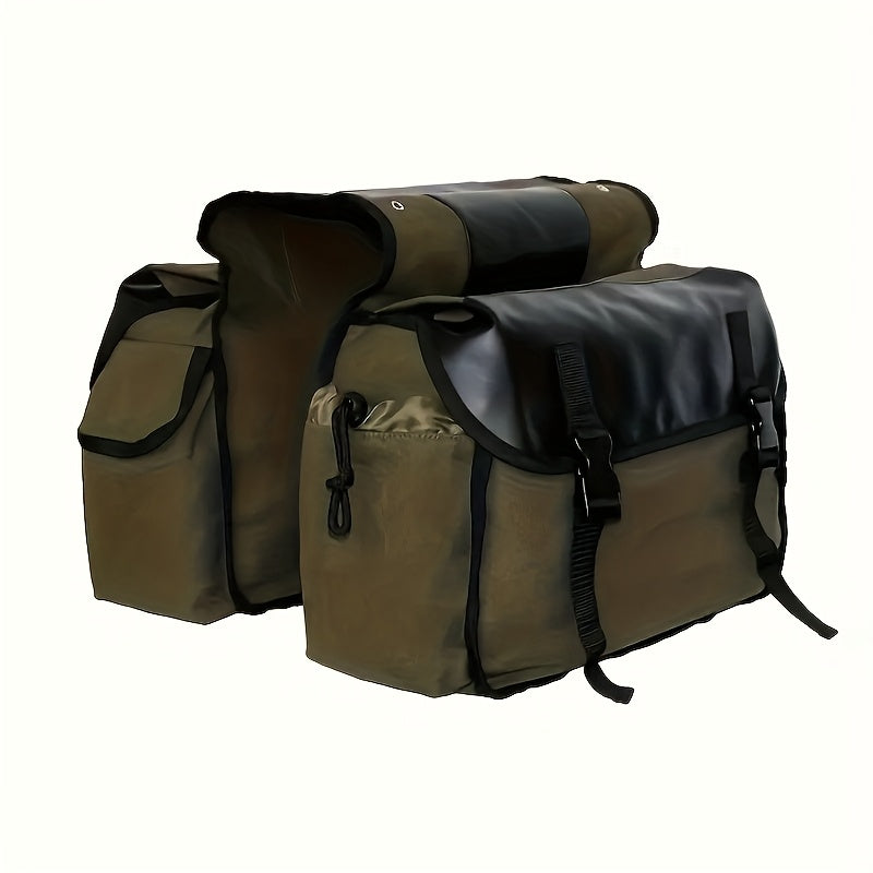 Bicycle Rear Seat Saddle Bag – Durable Double Pannier Bag for Mountain Bike & Road Bike, Back Frame Rack Bag for Cycling, Available in Black, Army Green & Khaki