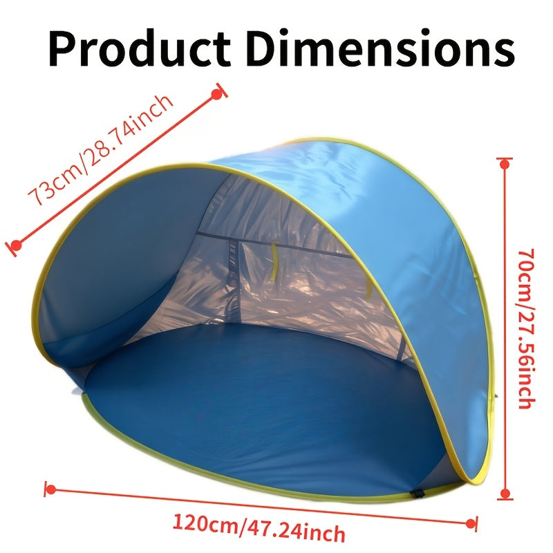 Pop-Up Beach Tent with UV Sun Protection – Portable Quick Setup Sun Shade Shelter for Beach Camping Hiking Travel Family Outings Optional Beach Mat Bundle Blue Pink