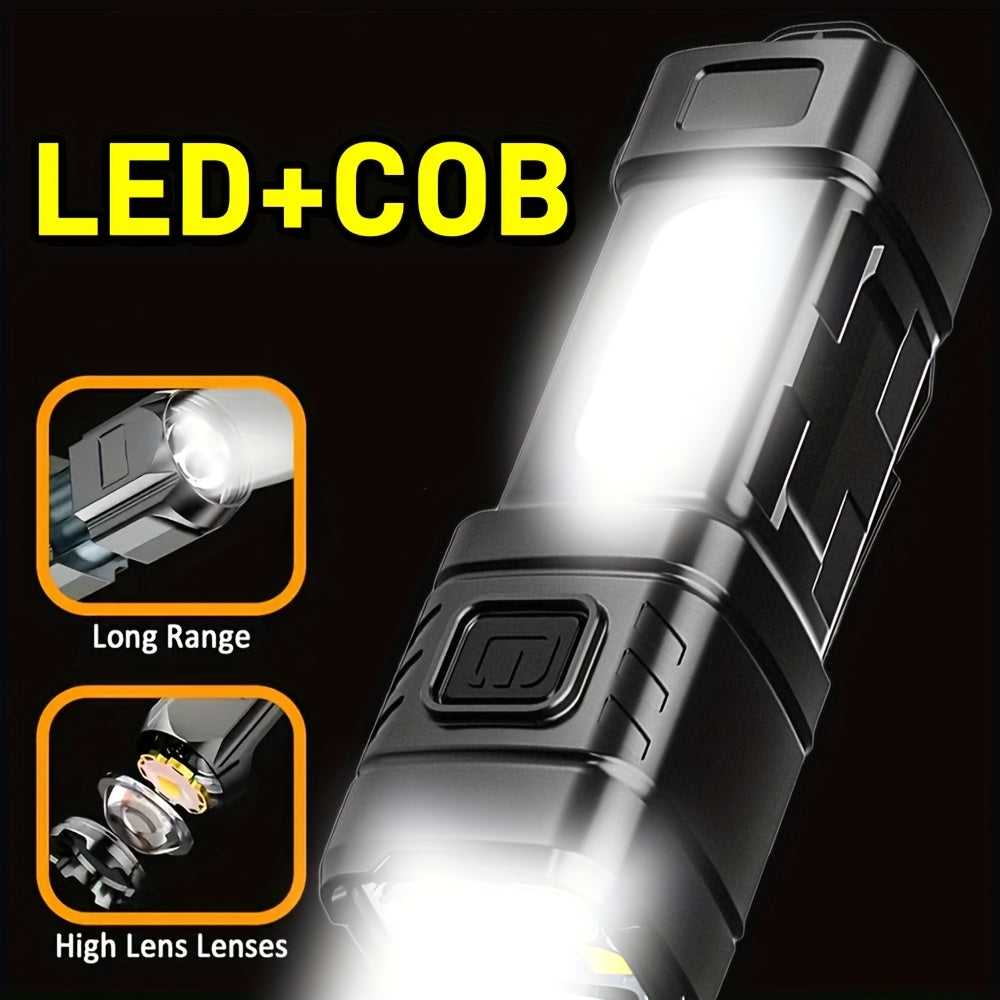 Mini LED Flashlight 3-Pack & 6-Pack Ultra Bright 2000 Lumens – USB-C Rechargeable Handheld Flashlight with COB Light, Back Clip, 4 Modes, 300M Beam for Camping Hiking Hunting Fishing Survival