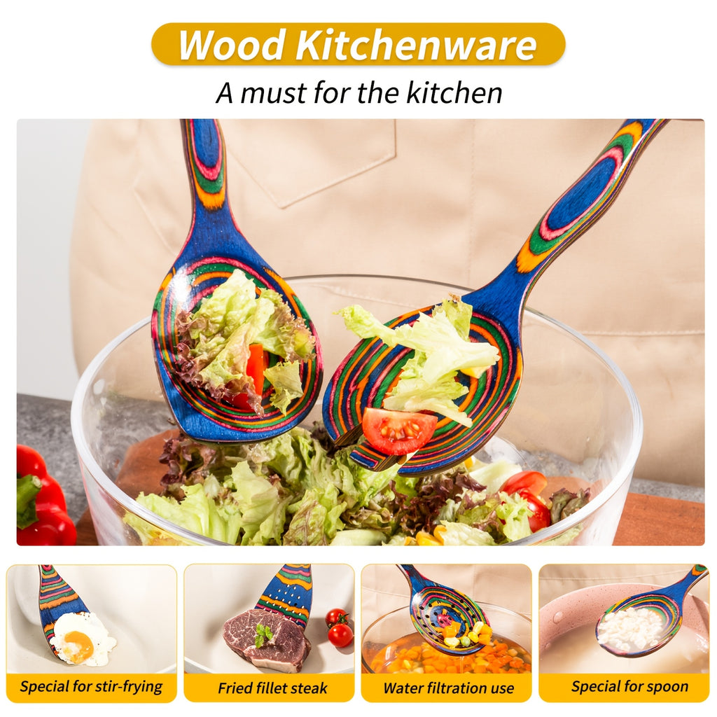 Spurtle Set Wooden Kitchen Utensils – Pakkawood Cooking Utensils Set with Wood Serving Spatula Spoon for Cooking Stirring Serving – Kitchen Gift for Women & Men