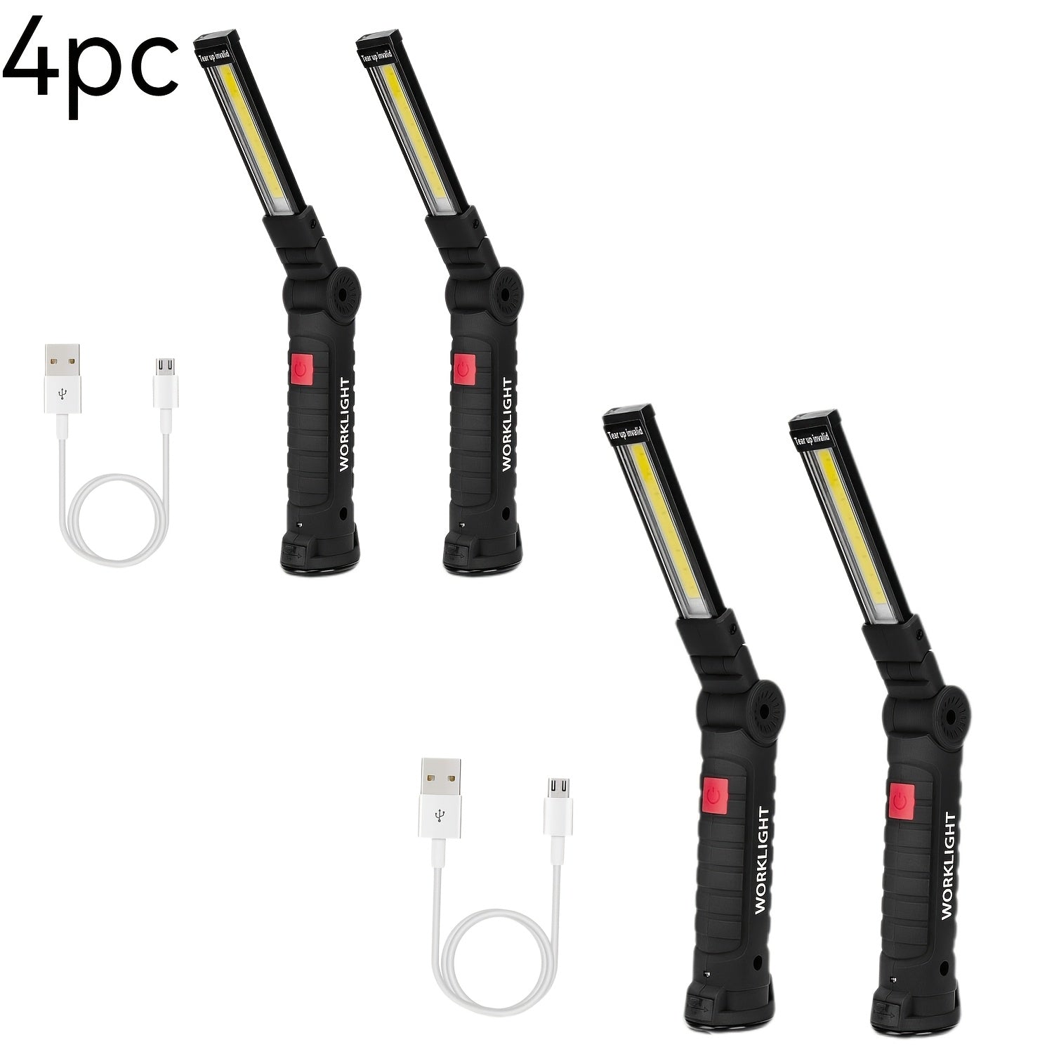 COB LED Rechargeable Work Light 1000 Lumens Portable Hanging Camping Lamp – 5 Brightness Modes 200M Beam Built-In Battery 2-10 Pack