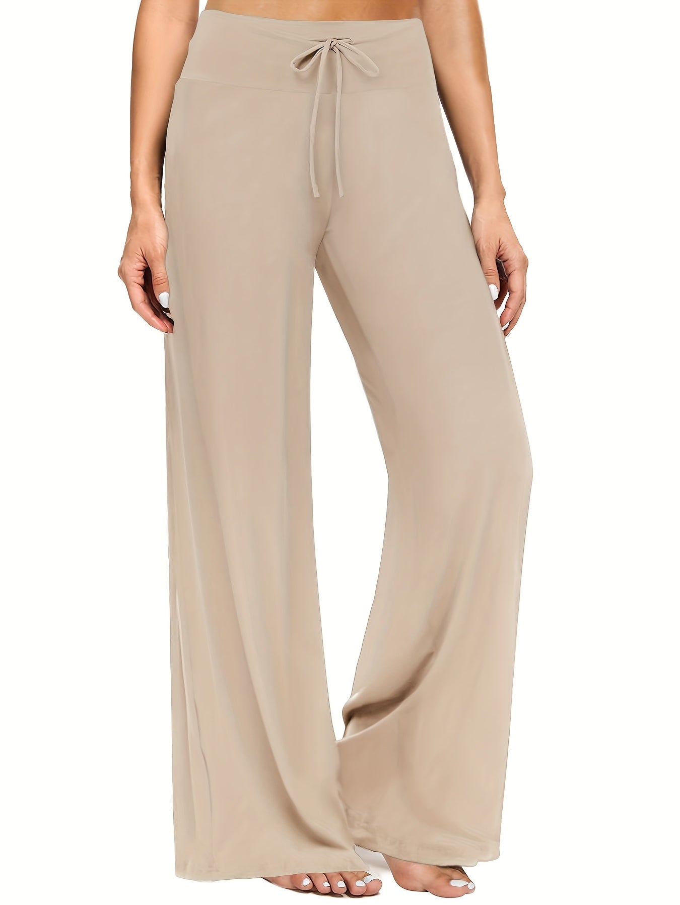 4-Pack Women's Wide Leg Palazzo Pants – High Waist Stretchy Casual Beach Lounge Pants, Loose Flowy Dress Pants for Women, S-XXL, Black & Mixed Colors