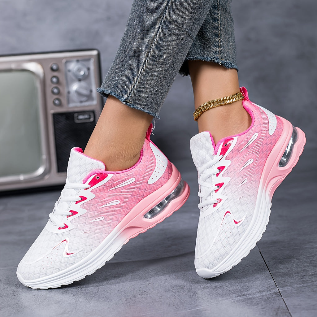 Women's Air Cushion Running Shoes Lightweight Breathable Sneakers – Non-Slip Mesh Tennis Shoes for Women Gym Workout Walking, Arch Support, Sizes 35-43, Pink Purple Black