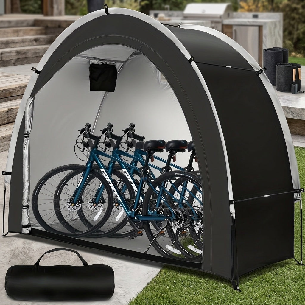 Outdoor Bike Storage Shed Tent 2-3 Bikes 210D Oxford Fabric PU4000 Waterproof UV Resistant Portable Bicycle Storage Tent Garden Tool Lawn Mower Storage All-Season
