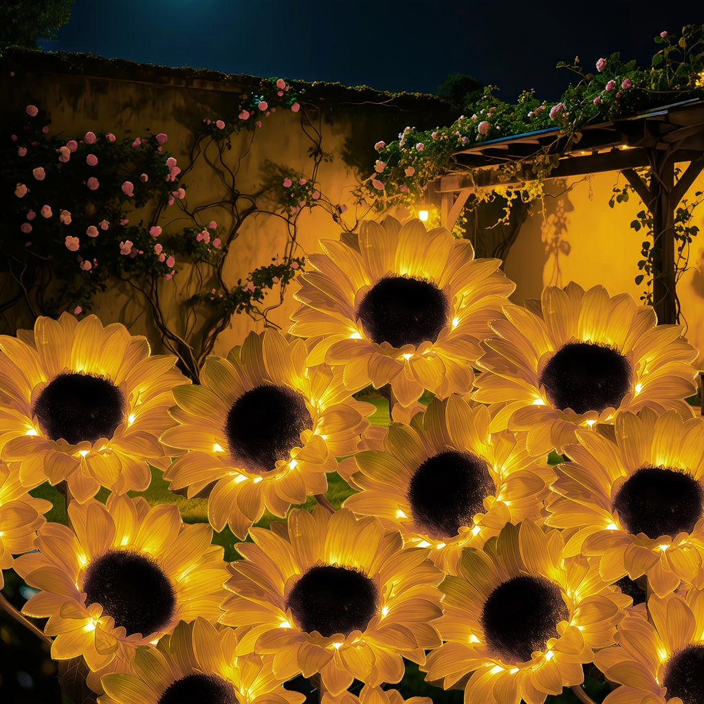 Solar Sunflower Garden Lights 2 Pack Outdoor LED Stake Lights IP65 Waterproof Auto On/Off – Decorative Solar Powered Flower Lights for Yard, Lawn, Pathway & Garden