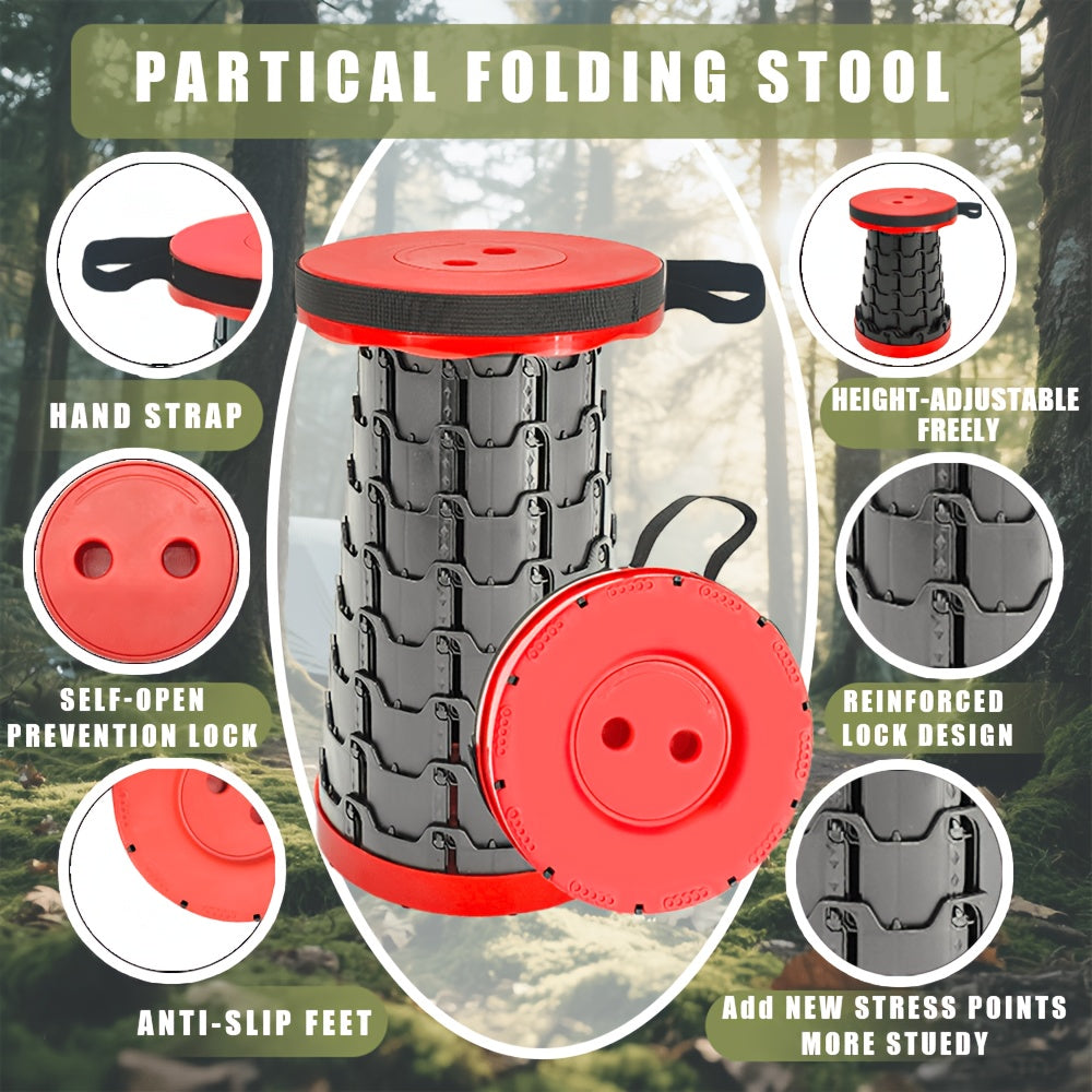 Portable Foldable Stool – Upgraded Thickened Collapsible Camping Stool for Fishing, Hiking, BBQ, Parties & Outdoor Activities, Lightweight Retractable Seat, 7 Colors