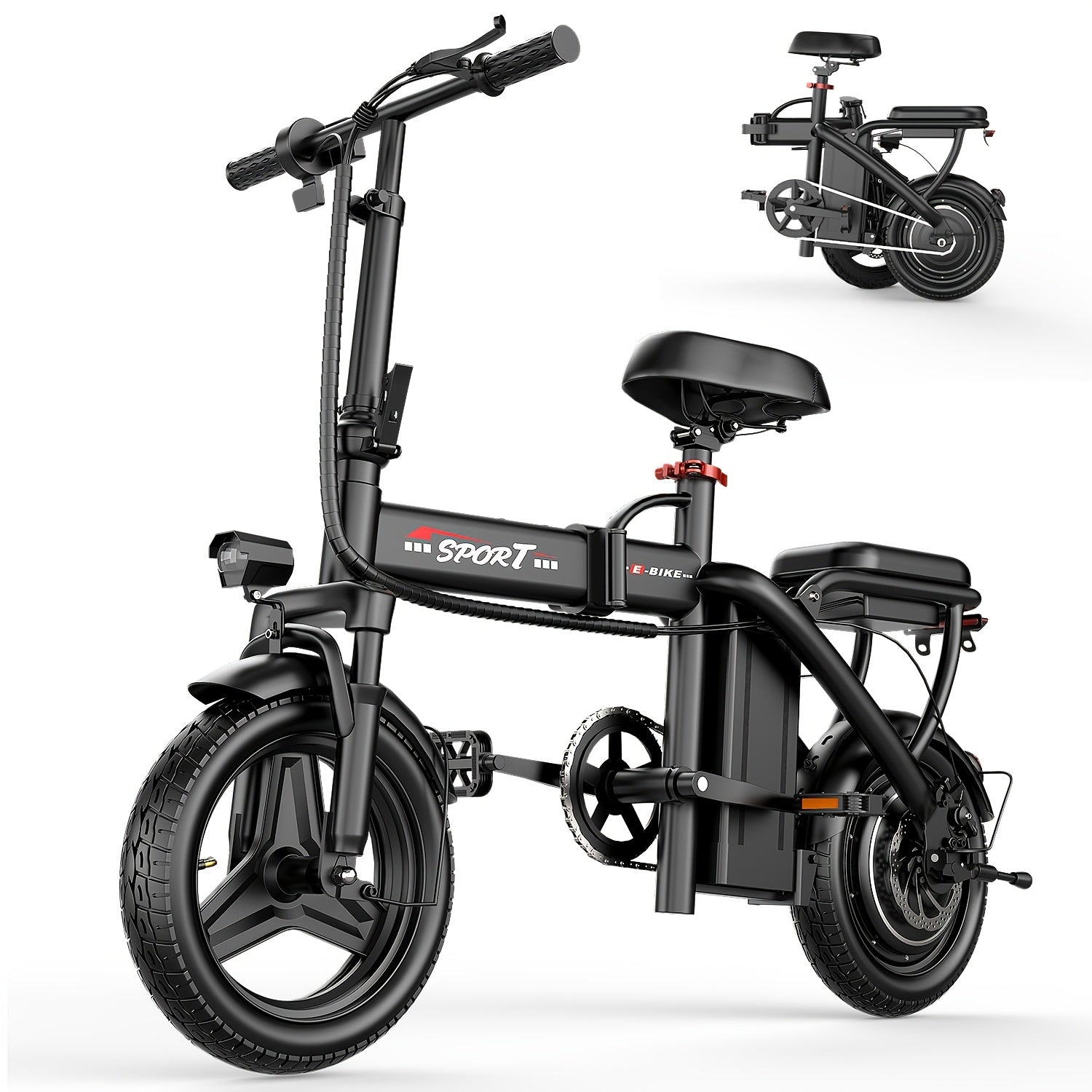 500W Folding Electric Bike for Adults 20MPH 25-Mile Range – Lightweight Commuter E-Bike with 48V 10AH Removable Battery, Disc Brakes, 385 LB Capacity, Multi-Shock Absorption