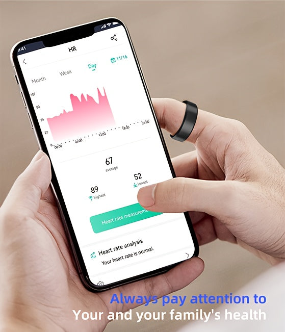 Smart Ring Fitness Tracker - Bluetooth 5.3 Health Monitoring Ring with 100+ Sports Modes, HRV Heart Rate, Stress Monitor, Body Temperature, IP68 Waterproof, iPhone & Android Compatible, Sizes 7-13