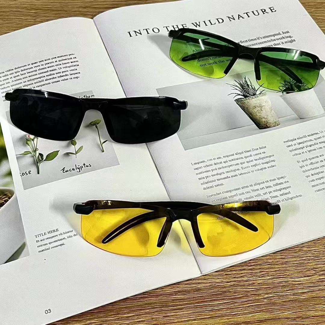 Day & Night Driving Glasses Set – UV400 Anti-Glare Half Frame Sunglasses for Safe Driving, Racing & Outdoor Use | Improves Visibility in Daytime & Nighttime Conditions