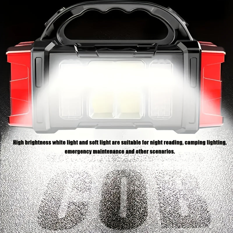 Solar Camping Flashlight Rechargeable USB LED Torch with Power Bank Function Long Battery Life Portable Waterproof for Camping Hiking Outdoor Emergency Survival Gear