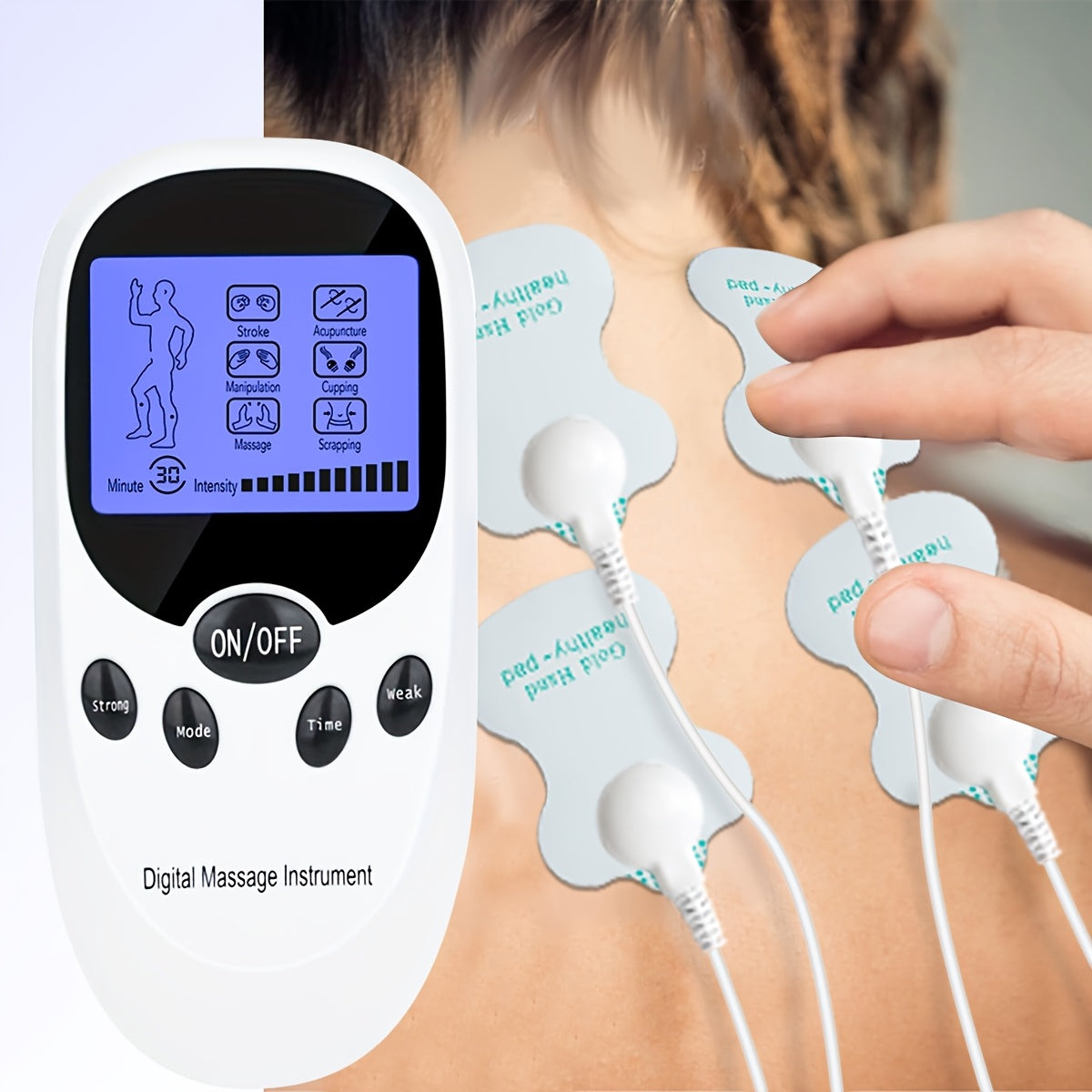 TENS EMS Dual Channel Muscle Relief Pulse Massager - 8 Electrodes, 6 Modes, Pain Relief for Shoulders, Back & Knees, Portable Electric Muscle Stimulator for Recovery & Relaxation