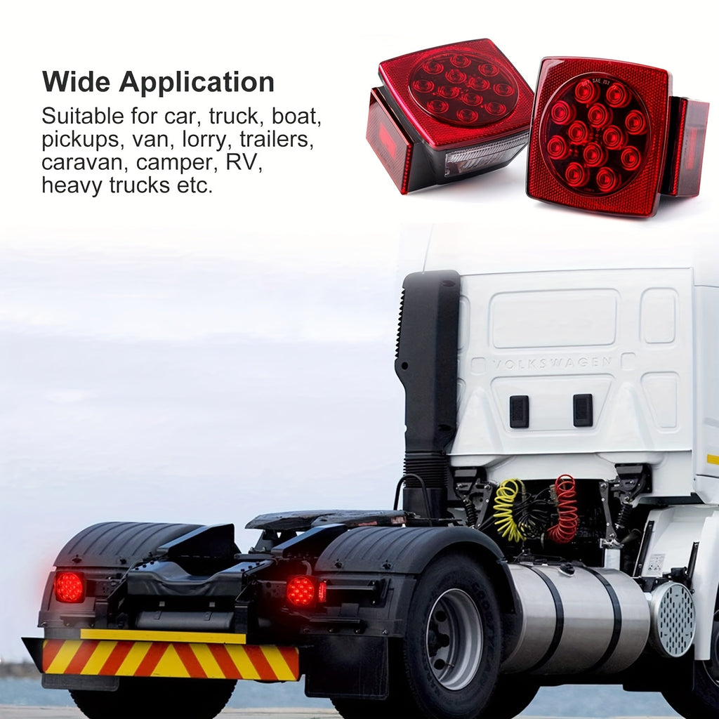 LED Trailer Light Kit 12V Submersible for Boat RV Utility Trailer Under 80 Inch, Complete Trailer Lights with Wire Harness, Amber Side Marker Lights, License Plate Bracket, Corrosion Resistant
