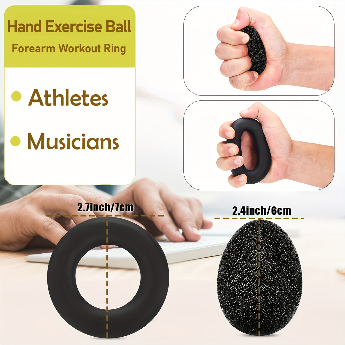 Hand Grip Strength Trainer 5Pcs – Adjustable Forearm Strengthener Finger Exerciser Stretcher Workout Ring & Hand Exercise Ball for Rock Climbing Fitness Musicians Athletes