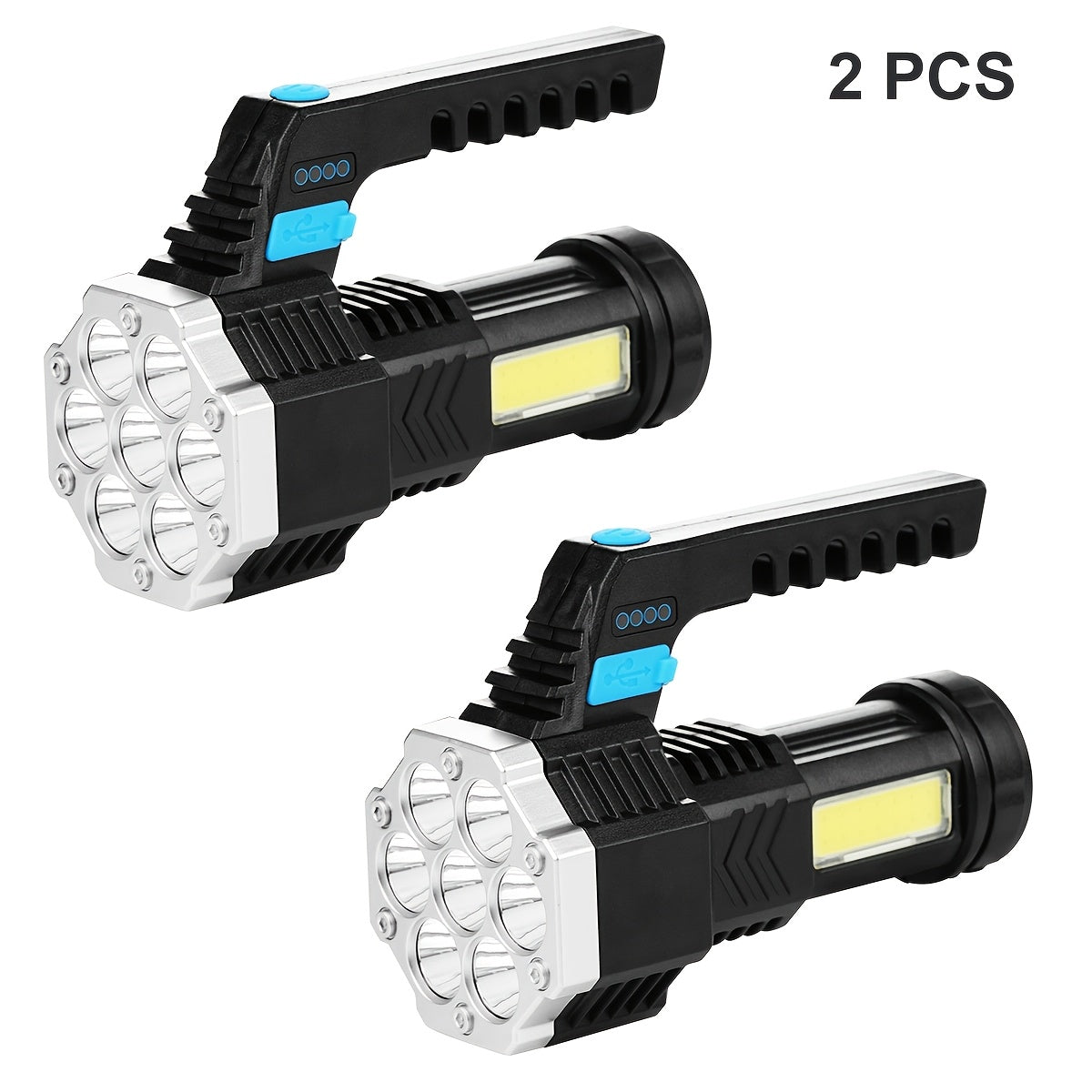 USB Rechargeable LED Flashlight Quad-Core 4 Modes Aluminum Camping Torch – Compact Bright Flashlight for Hiking Emergency Home Use 1-Pack or 2-Pack