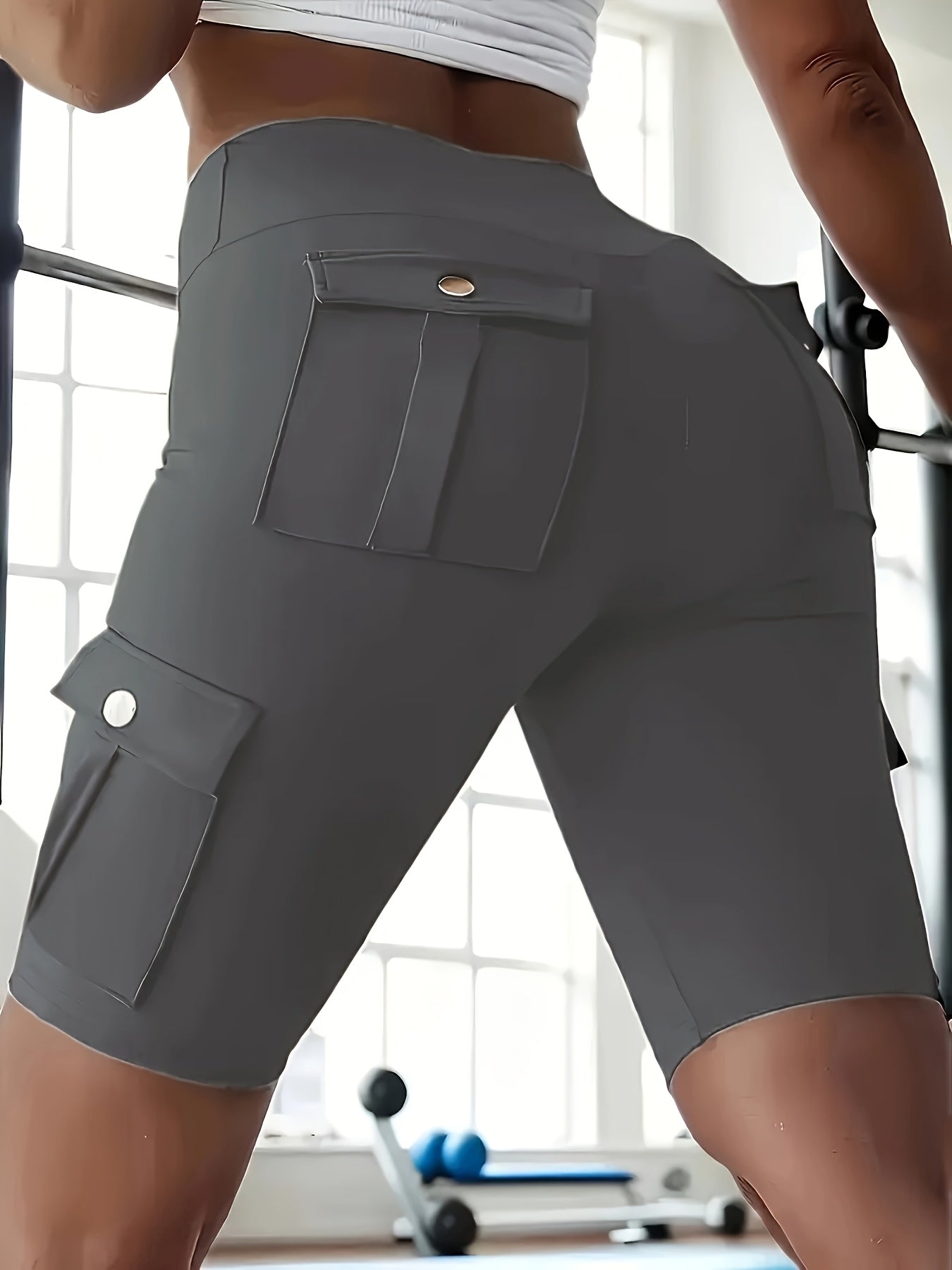 High Waist Yoga Shorts for Women with Pocket Athletic Sports Workout Running Shorts Soft Stretch S-XXL