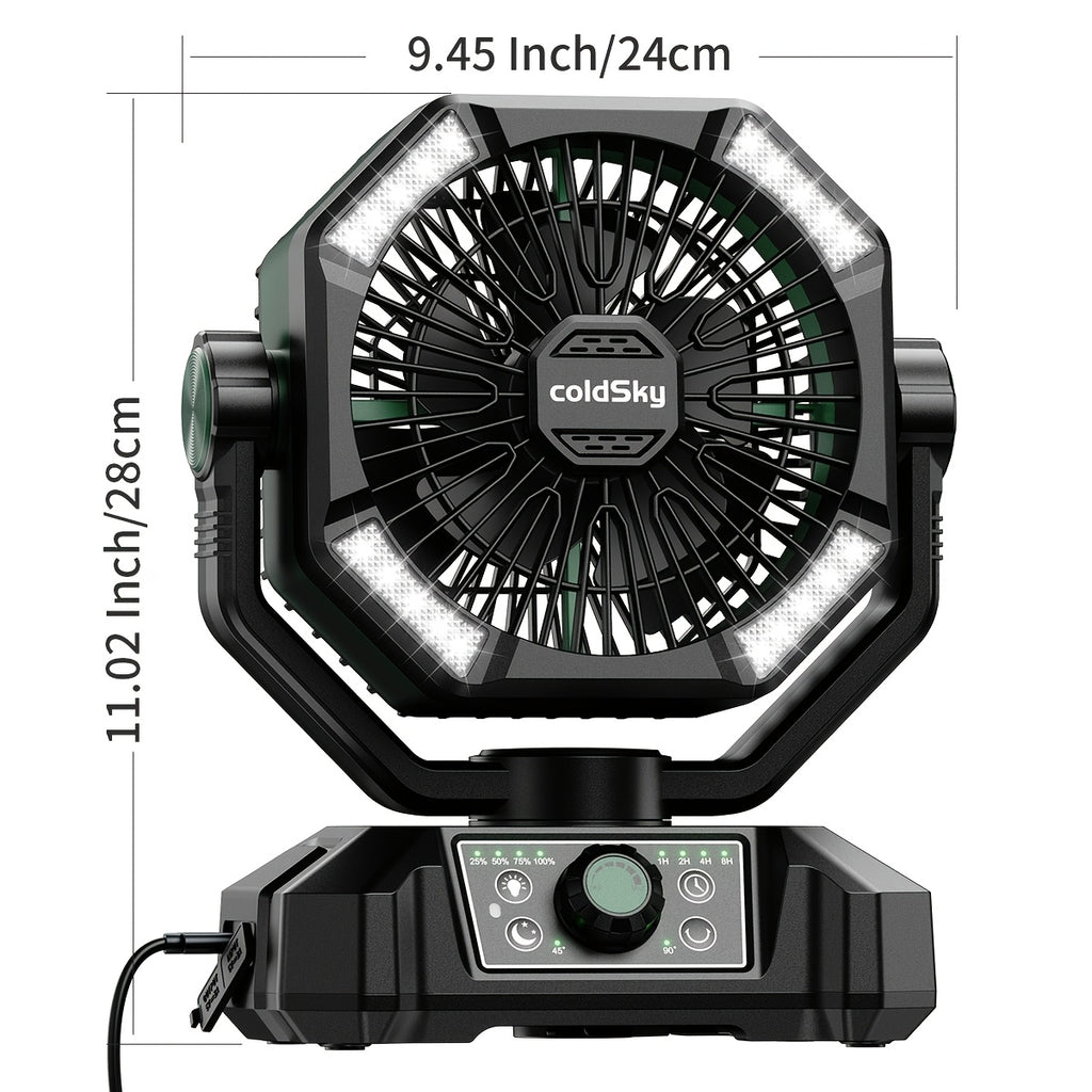 Battery Powered Camping Fan 20000mAh Dual Motor with LED Lantern, 8 Speeds, Remote & Hanging Hook – Tent Fan for Outdoor, RV, Power Outage