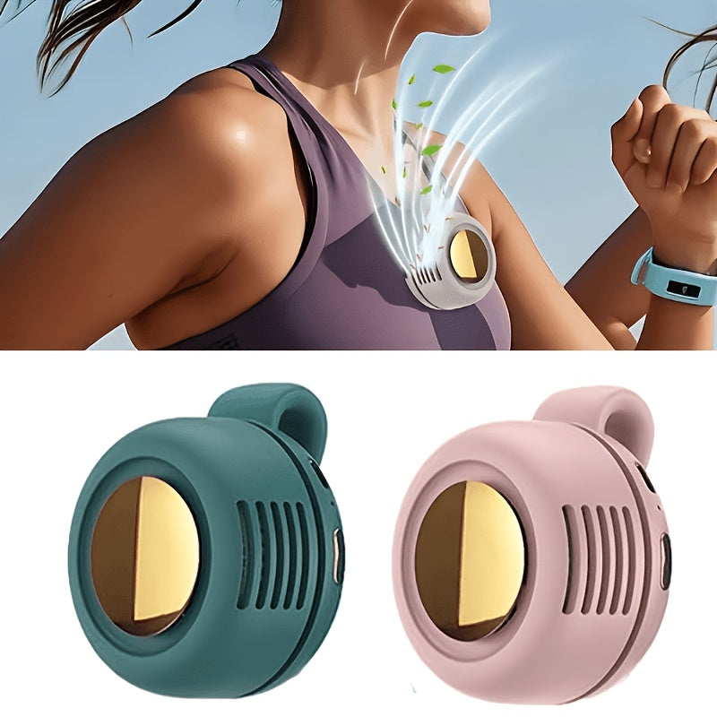 2-Pack Clip-On Bladeless Fan 360° Surround Wind – USB Rechargeable Personal Cooling Fan for Shirt, Waist & Neck | Quiet, Portable for Hiking, Camping, Travel, Golf & Outdoor Activities