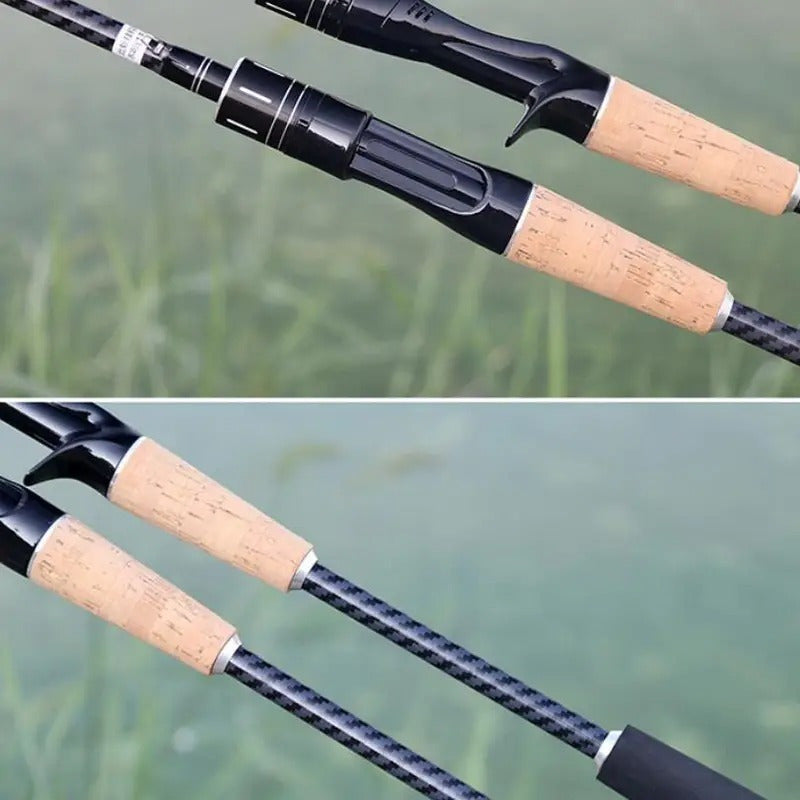 Carbon Fiber Lure Fishing Rod 180cm (70.86") – Lightweight M-Power Two-Section Spinning Rod with Wooden Handle, Universal Freshwater & Saltwater Casting Rod for Bass Trout