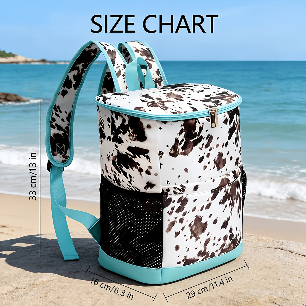 Insulated Cooler Backpack 30-Can Leopard Print Nylon Portable Cooler Bag with Mesh Pockets Adjustable Straps for Beach Camping Picnic Outdoor Travel Daily Use