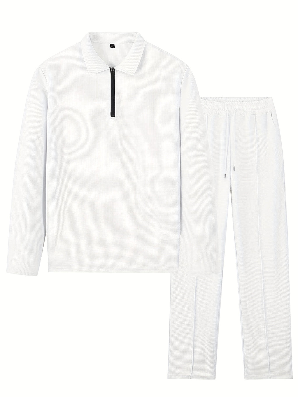 Men's Waffle Knit 2-Piece Set Long Sleeve & Jogger Pants – Breathable Matching Tracksuit for Gym, Casual & Outdoor Wear, Sizes M-XXXL, 4 Colors