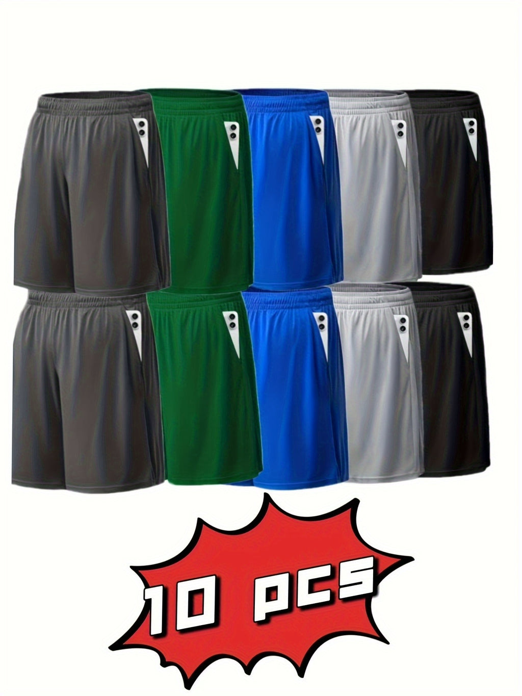 Men's Athletic Shorts 10-Pack Quick-Dry Lightweight Loose Fit Training Running Shorts with Pockets Adjustable Waistband Gym Sports Outdoor Sizes S-XXXL