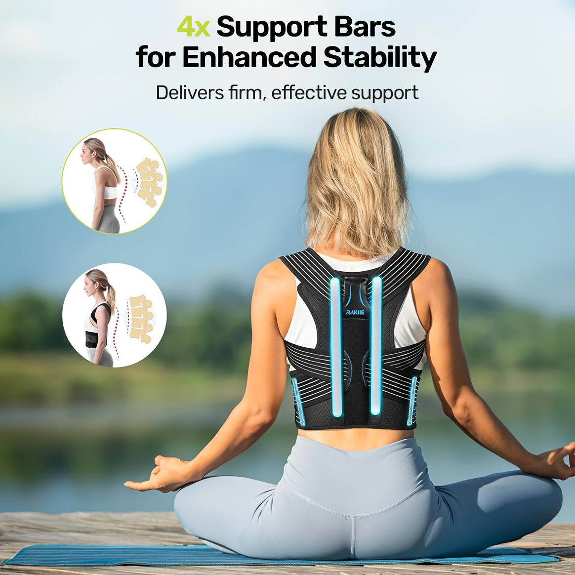 Adjustable Posture Corrector Vest – Shoulder Straightening Brace with Padded Cushions & Soft Underarm Bands, Unisex Back Support for Daily Wear, Sizes S-XL