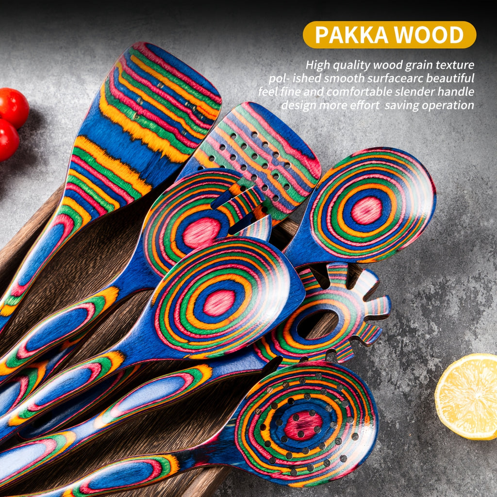 Spurtle Set Wooden Kitchen Utensils – Pakkawood Cooking Utensils Set with Wood Serving Spatula Spoon for Cooking Stirring Serving – Kitchen Gift for Women & Men