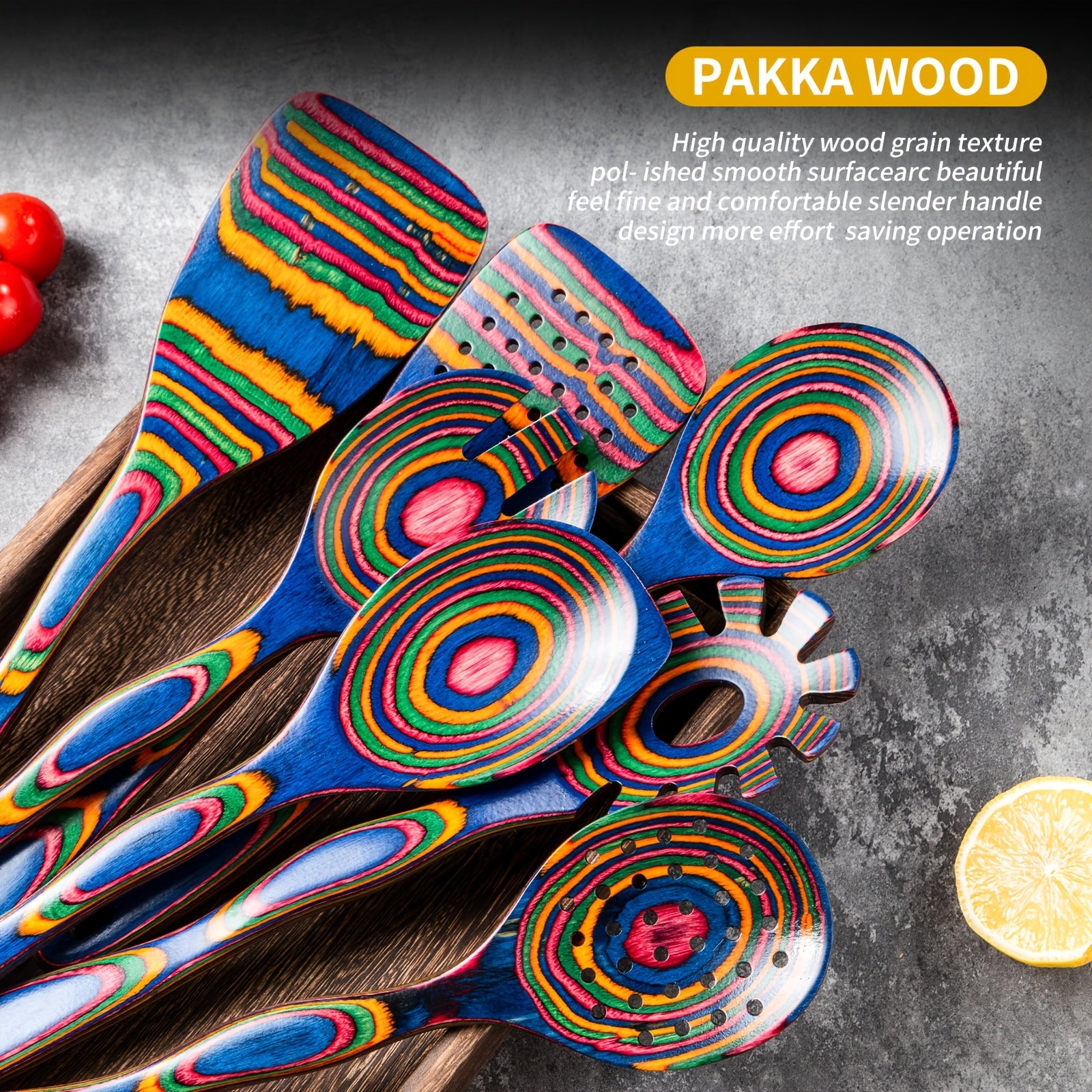 Spurtle Set Wooden Kitchen Utensils – Pakkawood Cooking Utensils Set with Wood Serving Spatula Spoon for Cooking Stirring Serving – Kitchen Gift for Women & Men