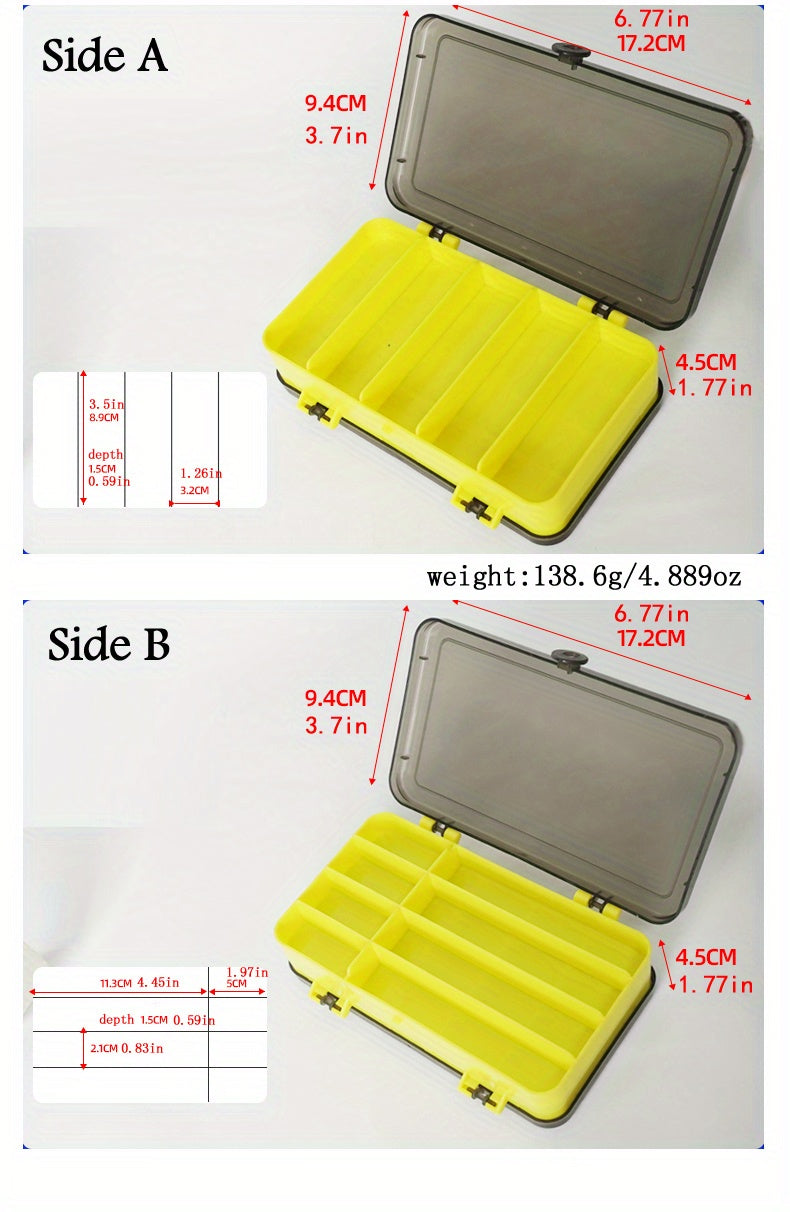 Fishing Tackle Box Two-Sided Storage Portable - Multi-Functional Lure Organizer for Bass Trout Freshwater Saltwater Fishing, Large & Extra Large Sizes, Orange Red Yellow Blue Black White