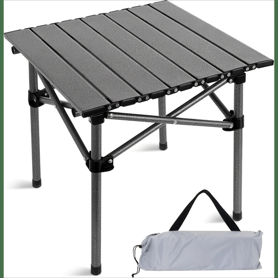 Portable Folding Camping Table Lightweight with Carrying Bag - Compact Foldable Outdoor Table with Sturdy Legs for Picnic BBQ Beach Hiking Tailgating - Durable Black Camp Table for Outdoor Adventures