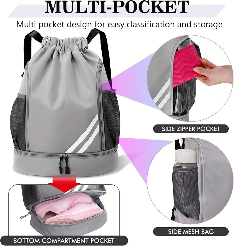 Drawstring Sports Backpack Gym Bag Lightweight for Men & Women – Basketball, Yoga & Fitness Bag with Shoulder Strap, Polyester Lining & Drawstring Pouch