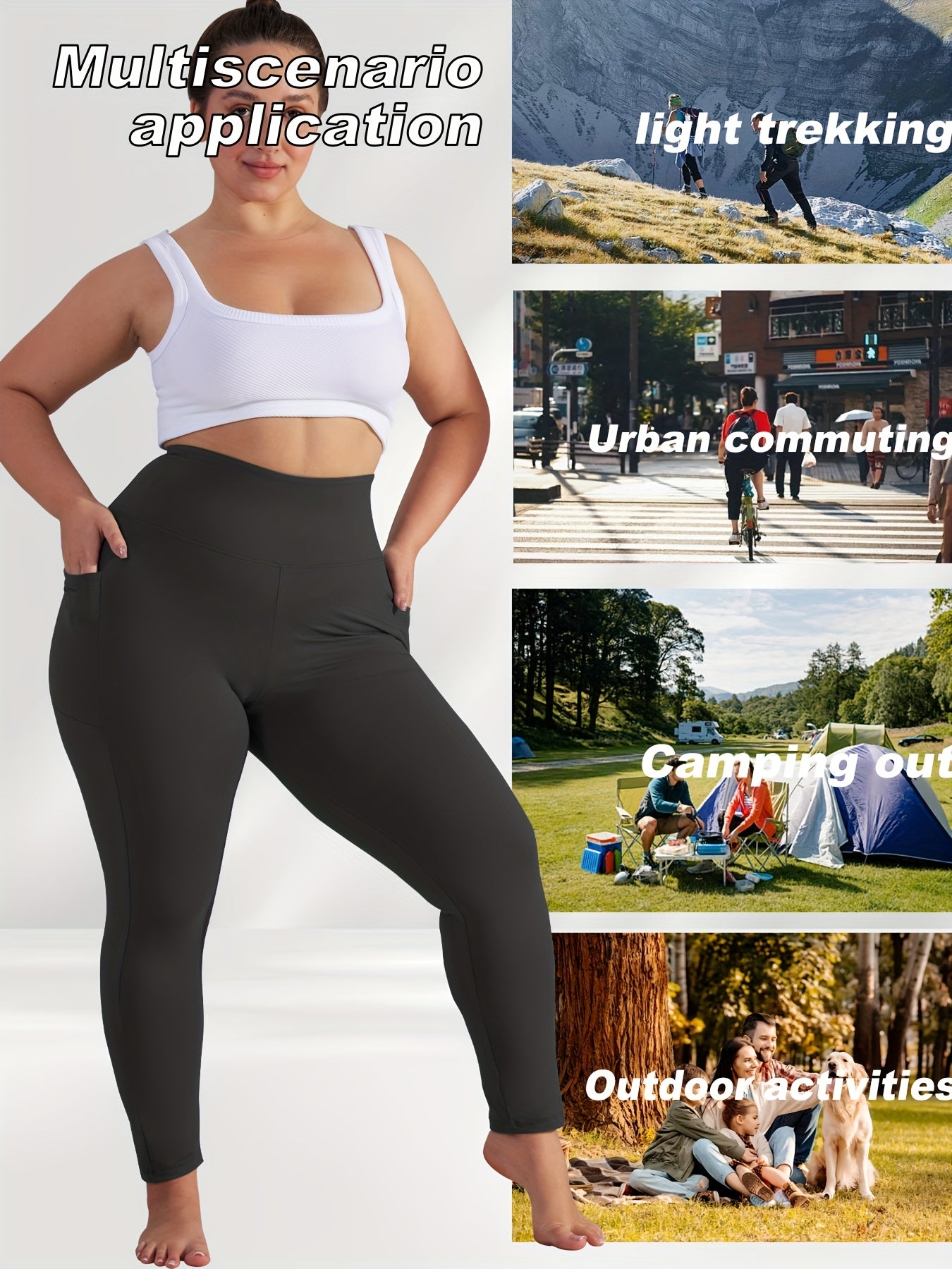 Women's Plus Size Yoga Pants with Pockets – Warm Thermal Leggings, High Elasticity, Tight-Fit Sports Base Layer for Fall & Winter, 1XL-5XL