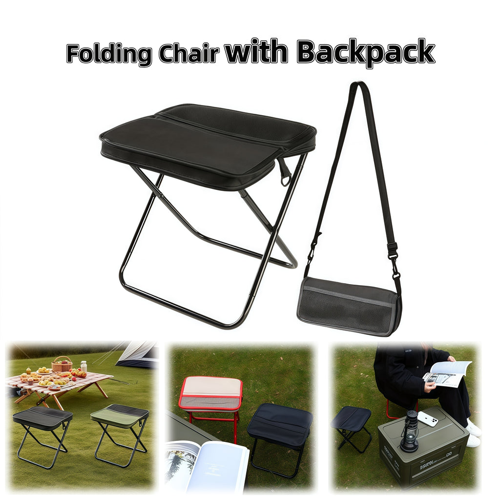 Portable Folding Camping Chair with Backpack Straps – Lightweight Alloy Frame, Mesh Storage Bag, Compact Foldable Seat for Camping Fishing Picnic Hiking