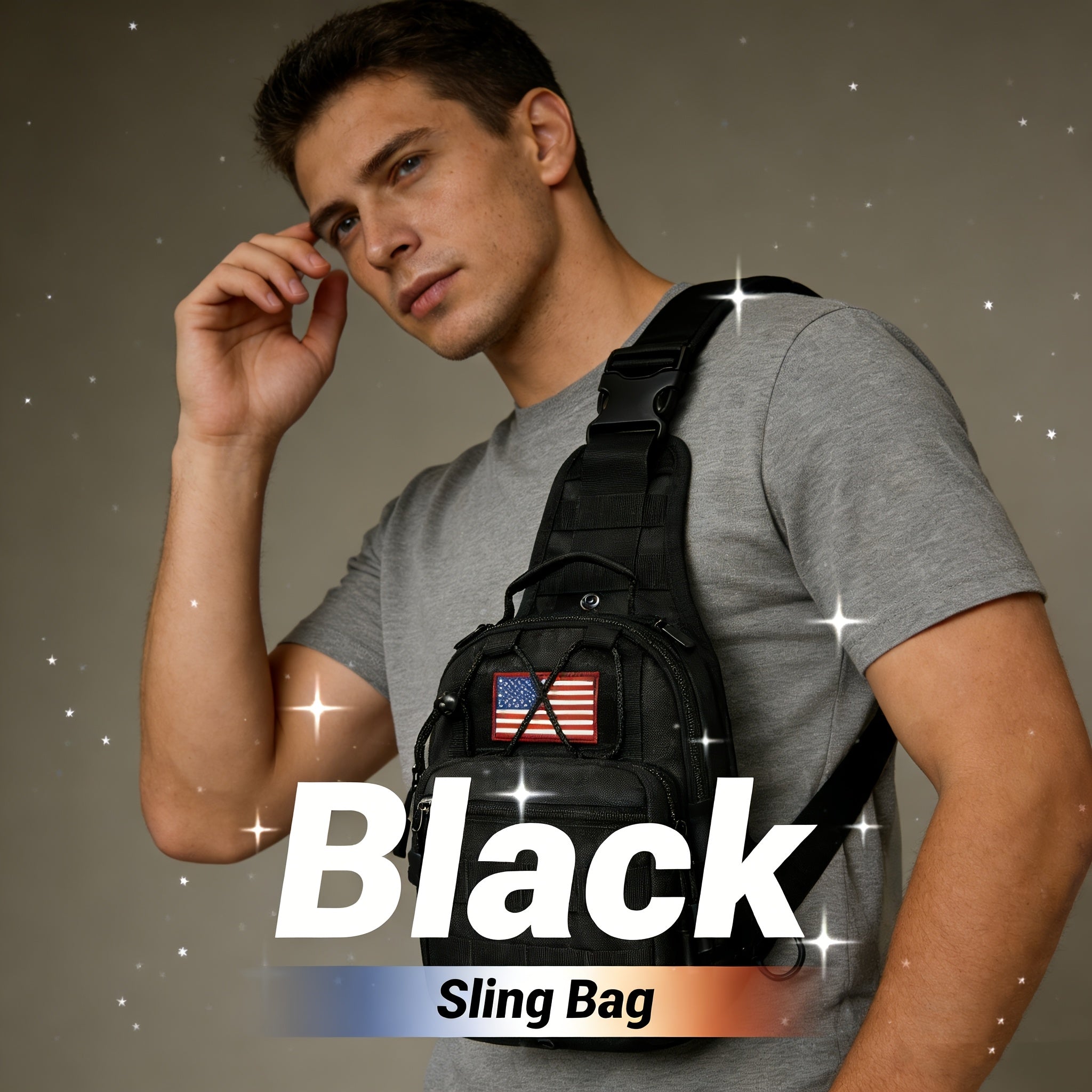 Men's Sling Bag Lightweight Crossbody Chest Pack, Multi-Pocket Shoulder Bag with Adjustable Strap for Cycling Hiking Travel EDC, Compact Outdoor Daypack for Men