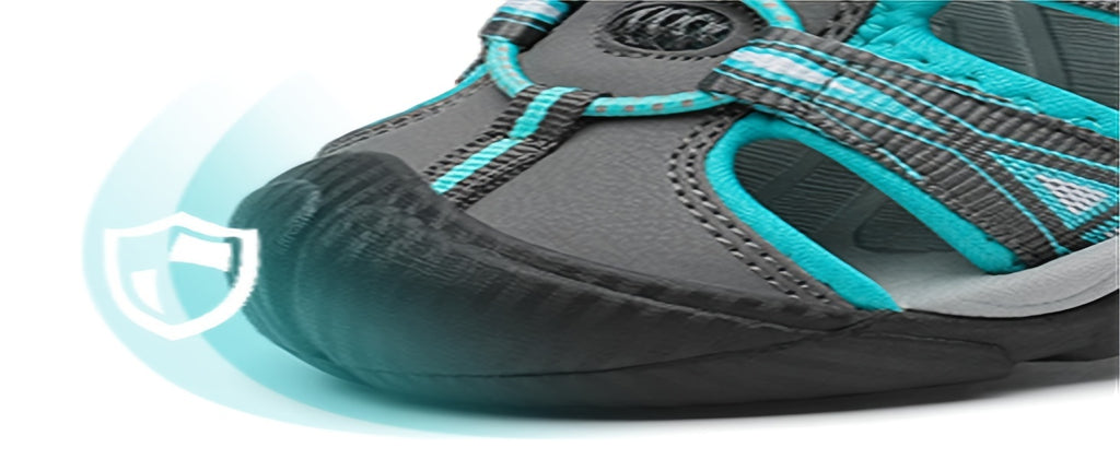 Women's Closed Toe Hiking Sandals - Breathable Sport Water Shoes with Hook & Loop Closure, Rubber Grip Sole, Outdoor Trail Walking Sandals in Pink Black Grey Blue US 6-11