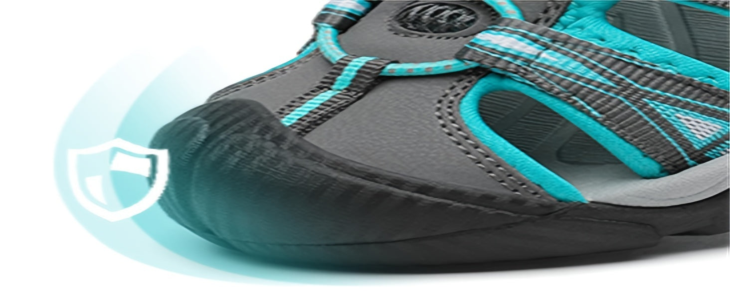 Women's Closed Toe Hiking Sandals - Breathable Sport Water Shoes with Hook & Loop Closure, Rubber Grip Sole, Outdoor Trail Walking Sandals in Pink Black Grey Blue US 6-11